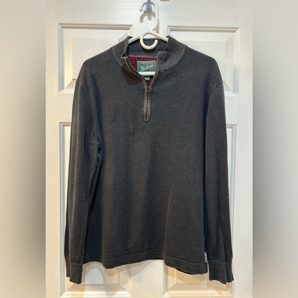 Woolrich Black Wool Infused Sweater Men's Size L Mock Neck 1/4 Zip Pullover - Picture 1 of 7